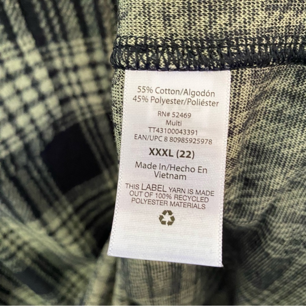 Time and Tru Women's Plaid Button Down Shirt Size XXXL NWT Dark Navy Plaid - Picture 9 of 12